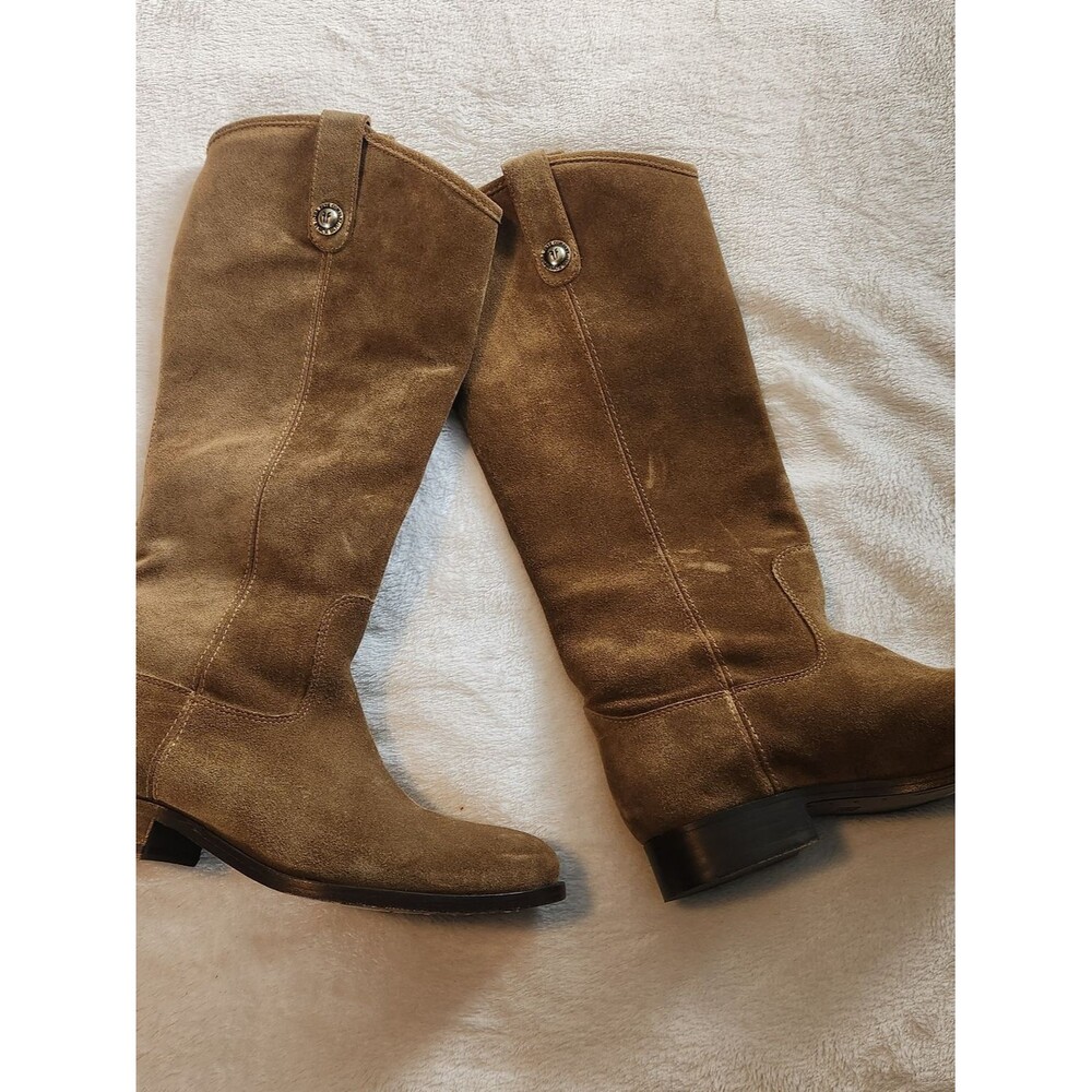 Frye Melissa Suede Leather Pull On Riding Boots Cashew Brown Women's Size 7